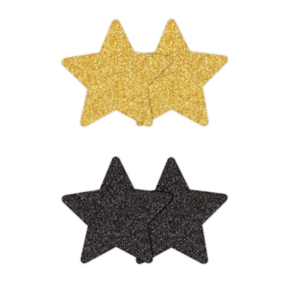 Pretty Pasties Glitzer Sterne Schwarz und Gold