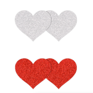 Pretty Pasties Glitzer Herz Rot und Silber