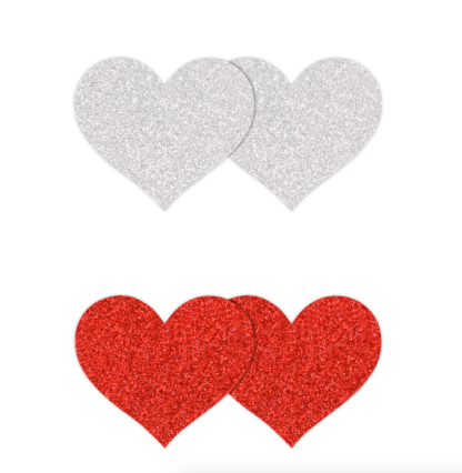 Pretty Pasties Glitzer Herz Rot und Silber