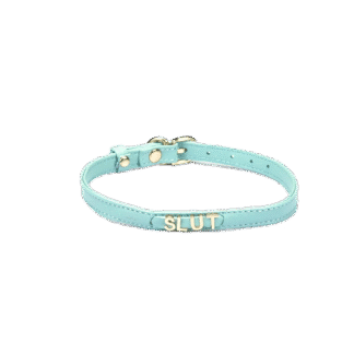 Liebe Seele Italian Leder Halsband "SLUT" Bunt - Mint Grün