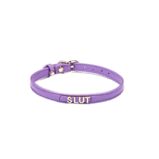 Liebe Seele Italian Leder Halsband "SLUT" Bunt - Lila