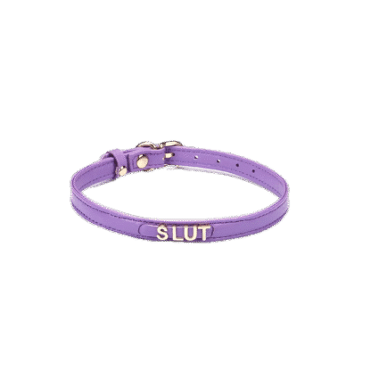Liebe Seele Italian Leder Halsband "SLUT" Bunt – Bild 2